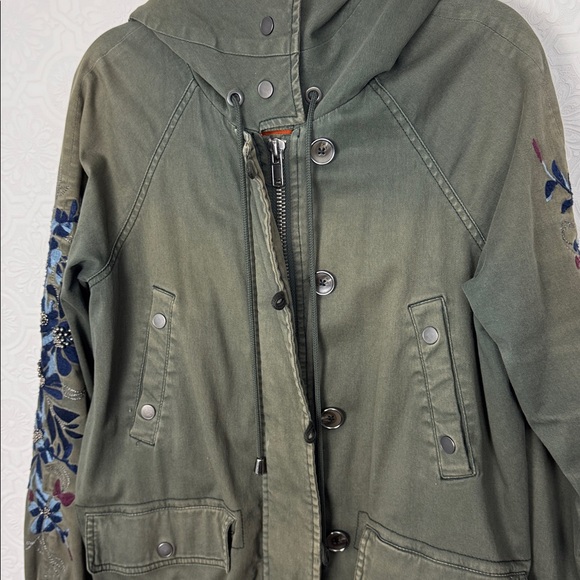 Free People Follow Me Close Olive Utility Jacket Small Hooded Military Coat - Picture 5 of 12